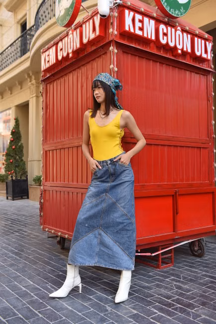 Saia Jeans Longa